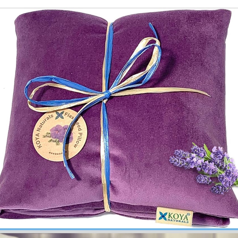 Koya Naturals Purple Flax Seed Pillow with Lavender Microwave Heating Pad Wrap